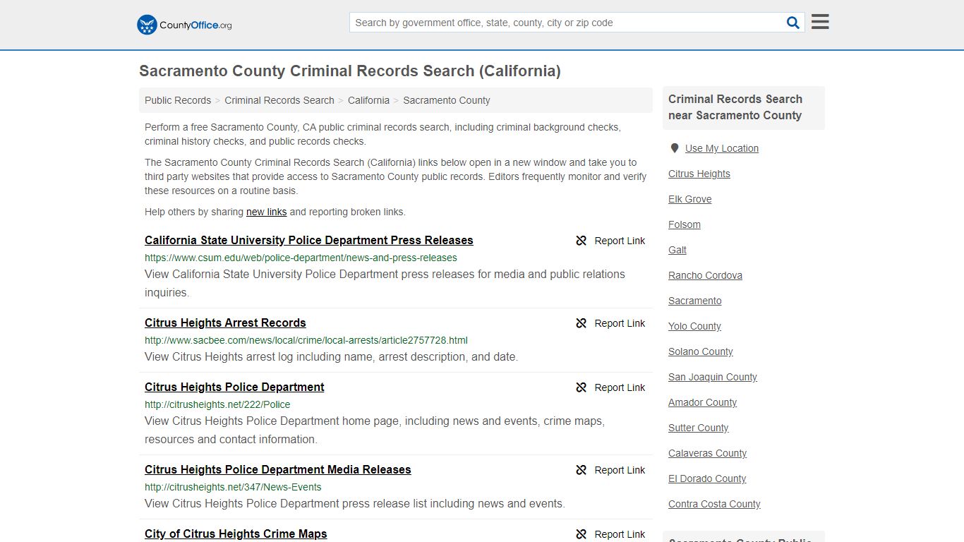 Criminal Records Search - Sacramento County, CA (Arrests ...
