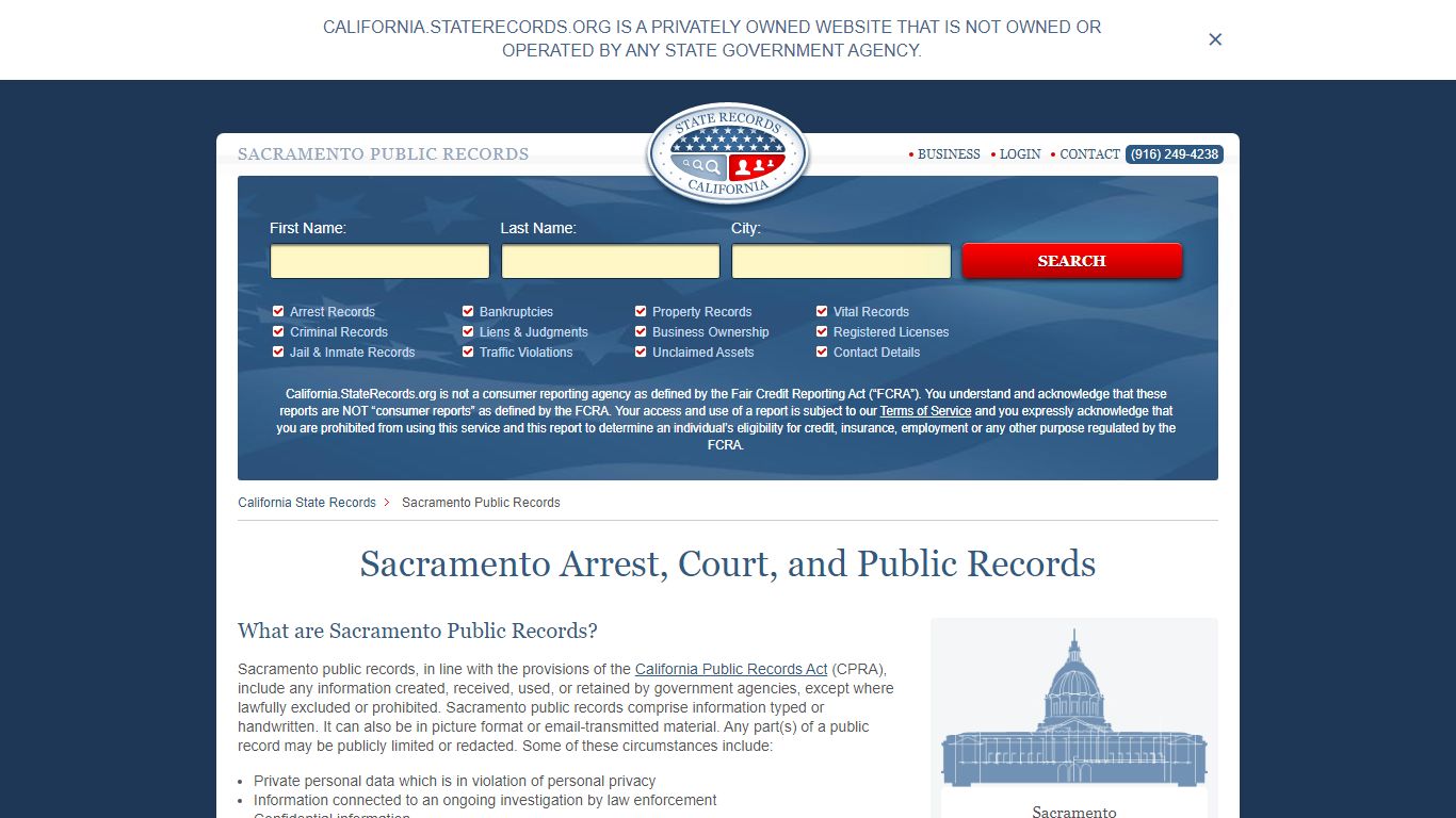 Sacramento Arrest and Public Records | California ...